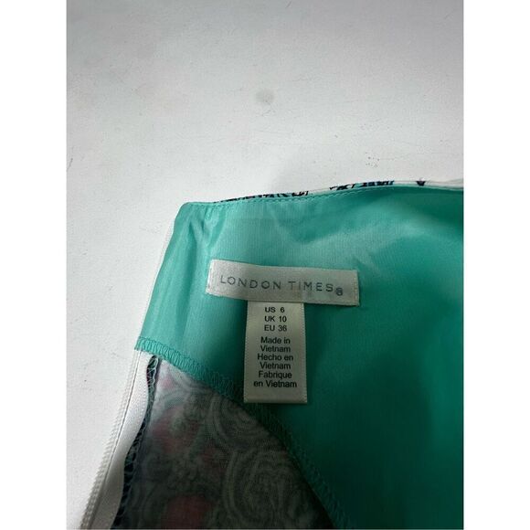 London Times Shift Dress Zipper Knee Length Geometric Floral Print Size 8 - Picture 9 of 11